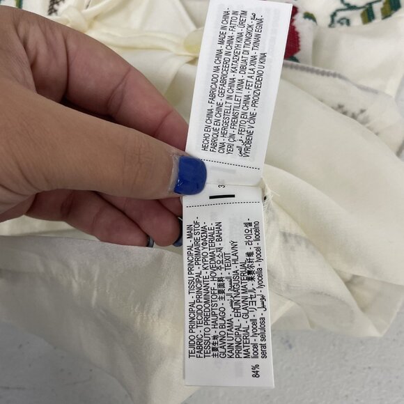 Zara Womens Top Vest M Medium Off White Embroidered Floral boho 4786/003 NWT - Picture 10 of 16